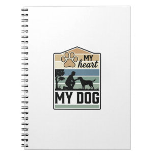 Caderno Espiral Meu Coração Meu Cachorro Desenho Antigo Amante de