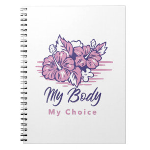 Caderno Espiral Meu Corpo Minha Escolha Ilustração Floral Violeta