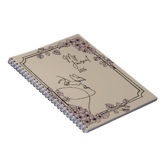 Caderno Espiral Meu Diário 2026 – Estética de Arte de Linha Floral