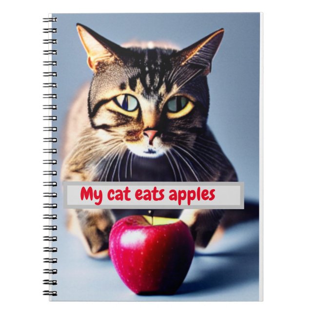 Caderno Espiral meu gato come maçãs (Frente)