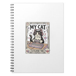 Caderno Espiral Meu Gato É o Jogador Dois Gamer de Gato Tech Vinta