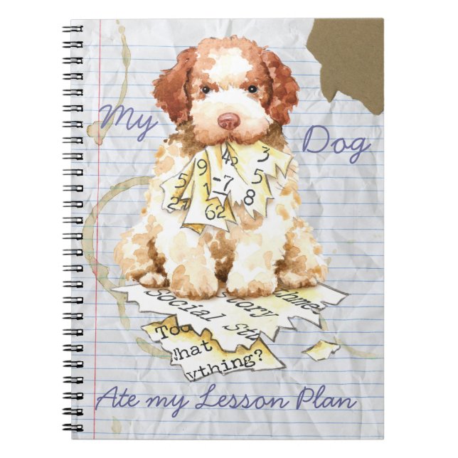Caderno Espiral Meu Lagotto Comeu Meu Notebook De Lição (Frente)