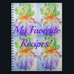 Caderno Espiral Meu Notebook de receitas favoritas Iris Florais<br><div class="desc">Meu Favorito Recebe Notebook De Flores Iris. Este caderno daria um presente tão bem-vindo para qualquer amante de jardim ou flores. Projetado a partir das minhas pinturas de aquarela originais.</div>