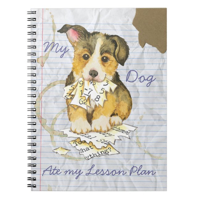 Caderno Espiral Meu Pembroke Welsh Corgi Comeu meu Plano de Lição (Frente)