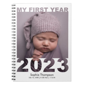 Caderno Espiral Meu Primeiro Ano 2023 Bebê de Corte Moderno Branco