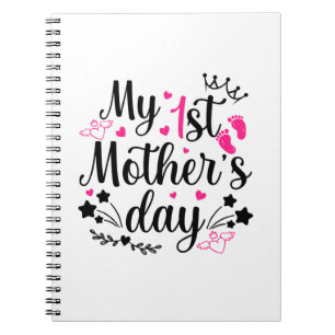 Caderno Espiral Meu Primeiro Dia de as mães Como Mamãe 2