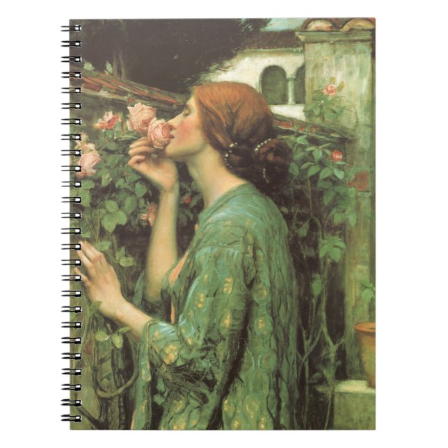 Caderno Espiral Meu Rosa doce, ou Alma do Rosa por Waterhouse (Frente)