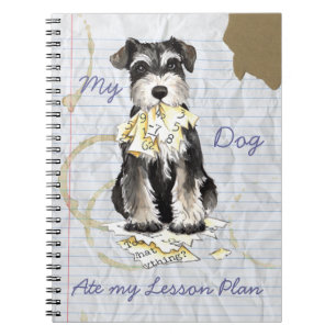 Caderno Espiral Meu Schnauzer diminuto comeu meu plano de aula