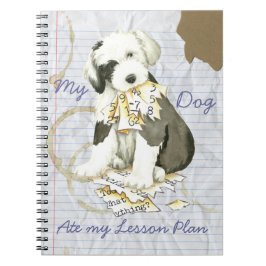 Caderno Espiral Meu Sheepdog inglês velho comeu meu plano de aula