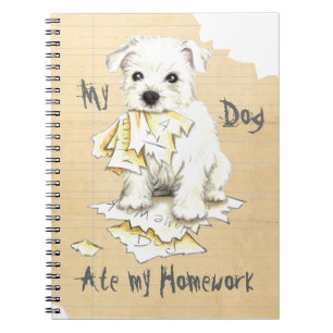 Caderno Espiral Meu Westie Comeu Meu Trabalho De Casa