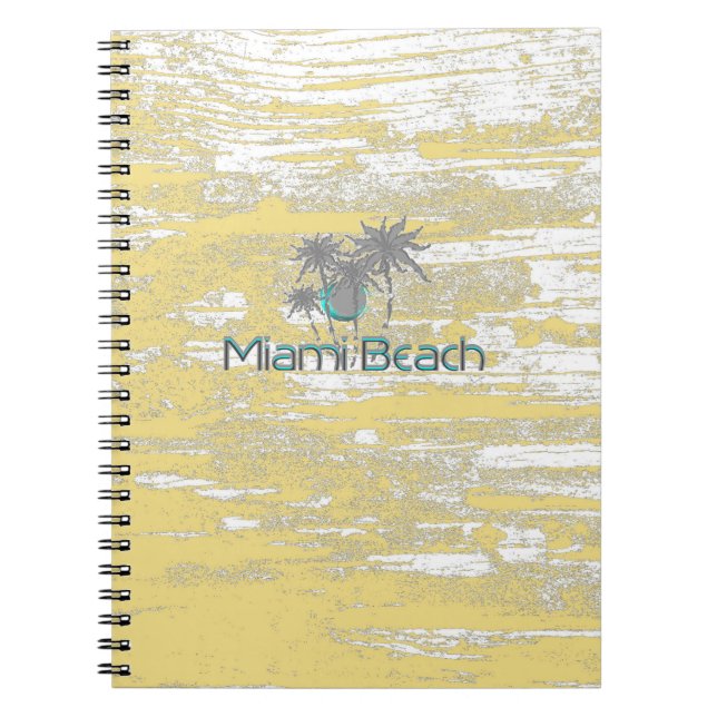 Caderno Espiral Miami-Beach, Flórida, Palmas, Grunge Legal (Frente)