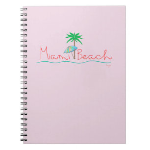 Caderno Espiral Miami com palma e guarda-chuva