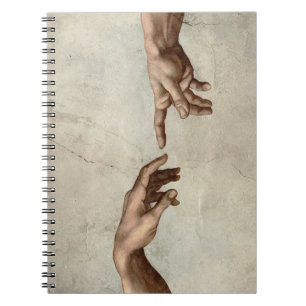 Caderno Espiral Michaelangelo mãos criação adam deus
