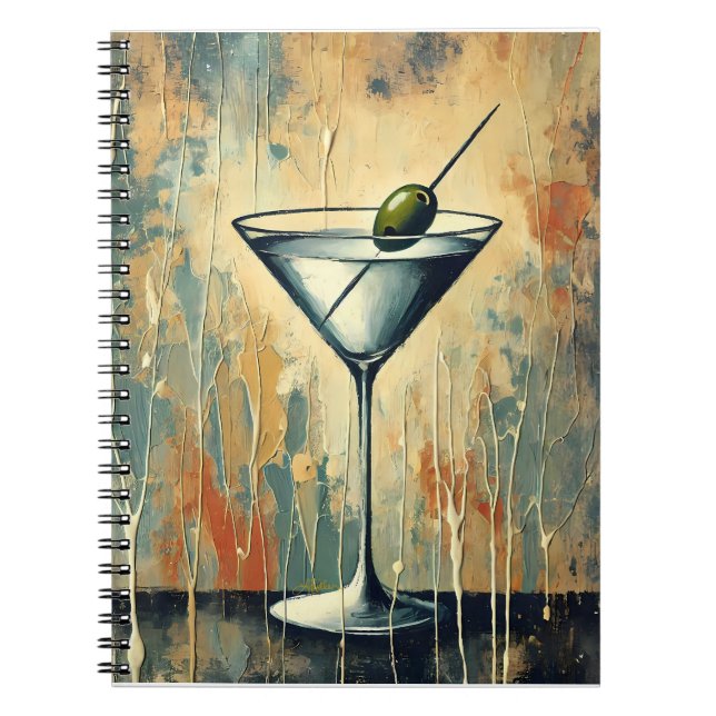 Caderno Espiral Mid Century Mixed Media Martini Art (Frente)
