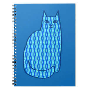 Caderno Espiral Mid-Century Modern Cat, Cobalt and Light Blue