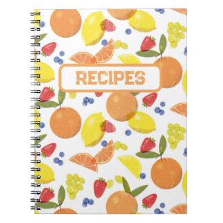 Caderno Espiral Mid Mod Grungy Risograph Fruit Recipe