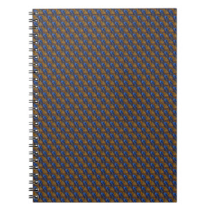 Caderno Espiral Midnight blue and orange peacock feather pattern