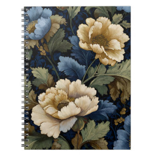 Caderno Espiral Midnight Botanica — Floral Elegante