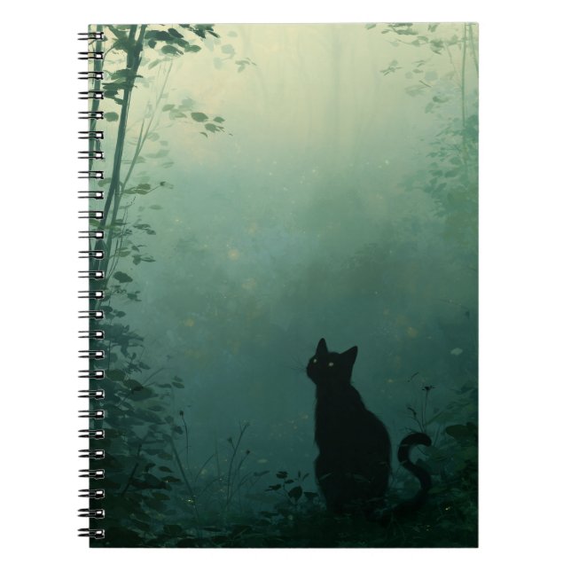 Caderno Espiral Midnight Familiar – Fantasy Art with Cat (Frente)