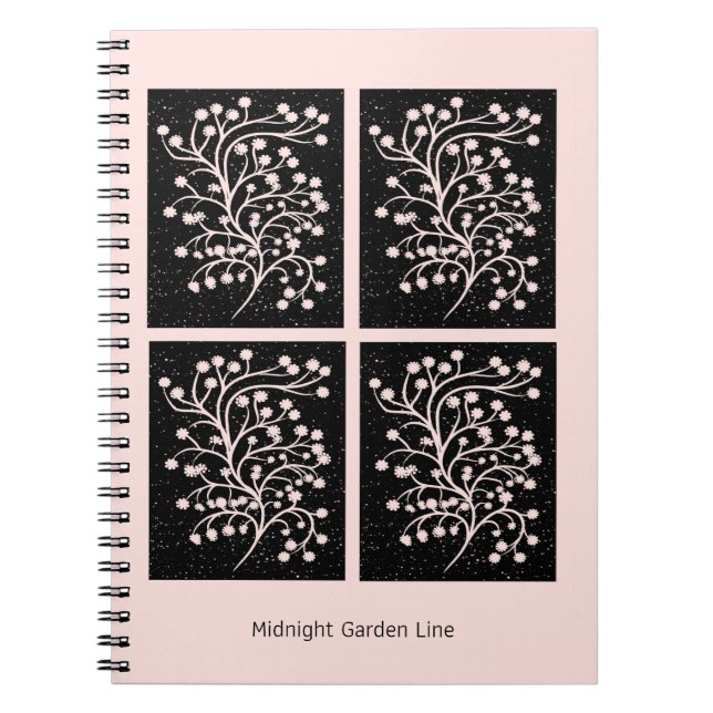 Caderno Espiral Midnight Garden Line Soft Pink (Frente)