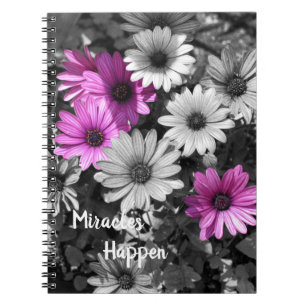 Caderno Espiral Milagres Acontecem Flores Africanos de Margarida