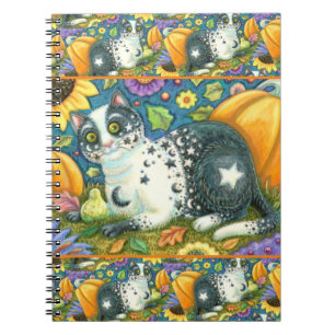 CADERNO ESPIRAL MILKYWAY, UM GATO MÍSTICO HALLOWEEN, LUA E ESTRELA