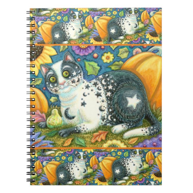 CADERNO ESPIRAL MILKYWAY, UM GATO MÍSTICO HALLOWEEN, LUA E ESTRELA (Frente)