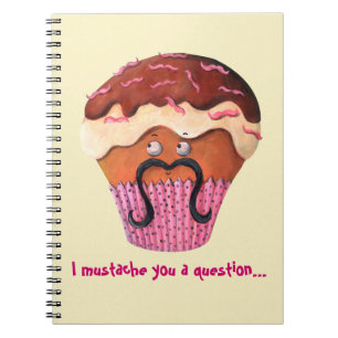 Caderno Espiral Mim bigode você um cupcake da pergunta