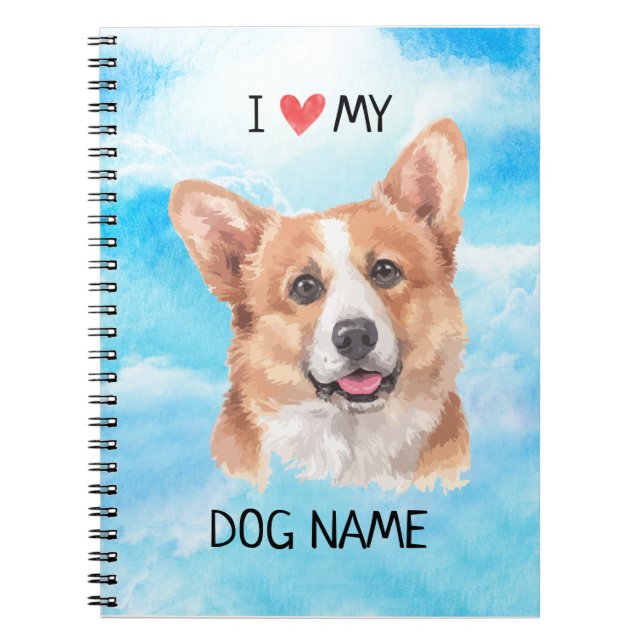 Caderno Espiral Mim coração minha aguarela do animal de estimação (Frente)