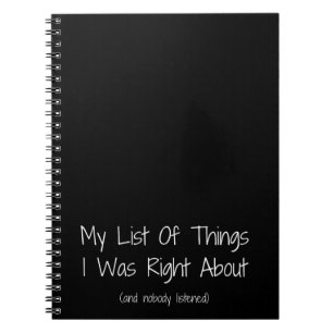 Caderno Espiral Minha Lista De Coisas Que Eu Tinha Razão Sobre O F