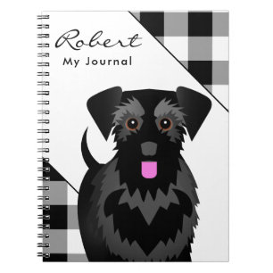 Caderno Espiral Miniatura negra ou Xadrez padrão de Schnauzer Tart