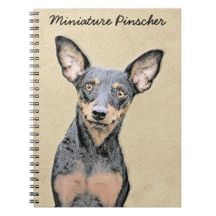 Caderno Espiral Miniature Pinscher Painting Cute Original Dog Art