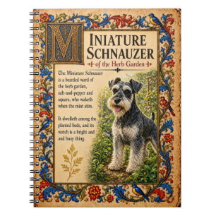 Caderno Espiral Miniature Schnauzer, Arte Medieval de Bestiário