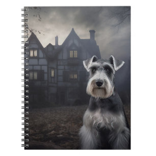Caderno Espiral Miniature Schnauzer Halloween Assustador