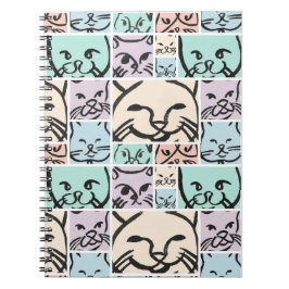 Caderno Espiral Minimal Cats Line Art Collage
