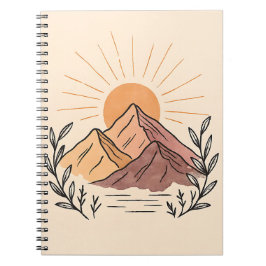 Caderno Espiral Minimal Mountain Sunrise Notebook – Aesthetic 