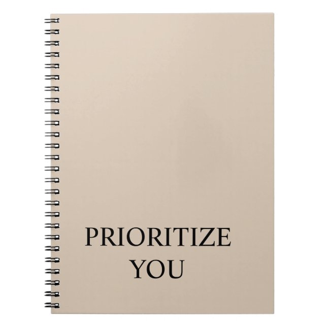Caderno Espiral Minimal Prioritize You Quote Beige (Frente)