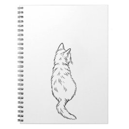 Caderno Espiral Minimalist Cat Back View Line Art Notebook