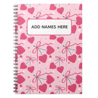 Caderno Espiral Minimalist Cherry Heart Notebook | Cute Retro Repe