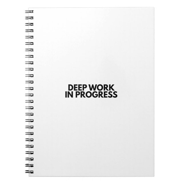 Caderno Espiral Minimalist Deep Work In Progress Office Typography (Frente)