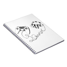 Caderno Espiral Minimalist Gamer Cat Line Art - Controller Cable