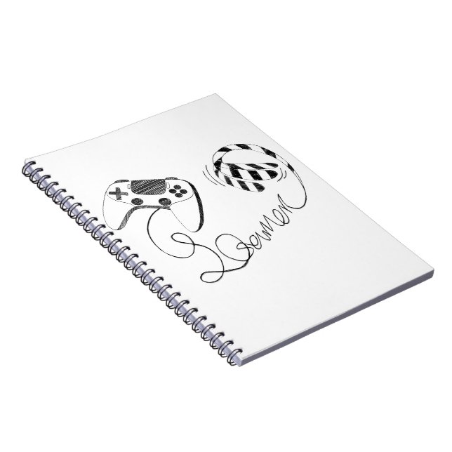 Caderno Espiral Minimalist Gamer Cat Line Art - Controller Cable  (Lado Direito)
