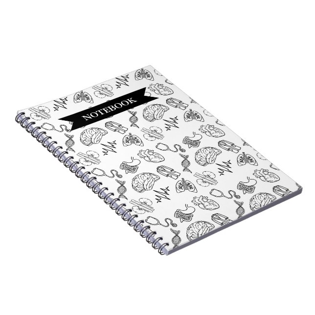 Caderno Espiral Minimalist Medical Doodles Pattern Spiral Notebook (Lado Direito)