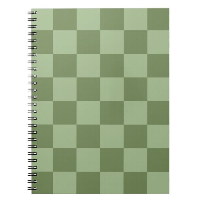 Caderno Espiral Minimalist Sage Green Checkerboard Pattern (Frente)