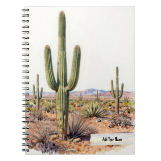 Caderno Espiral Minimalist Saguaro Cactus Notebook Journal