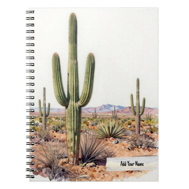 Caderno Espiral Minimalist Saguaro Cactus Notebook Journal (Frente)