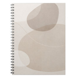 Caderno Espiral Minimalista Abstrato Bege