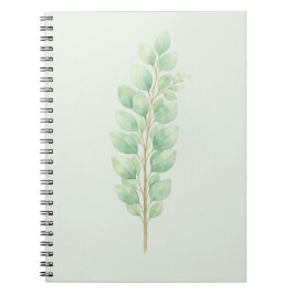 Caderno Espiral Minimalista Folhas de Vegetação em Aquarela Botâni