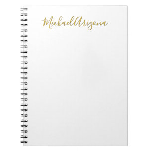 Caderno Espiral Minimalista Moderno Nome Simples de Escrita à Mão