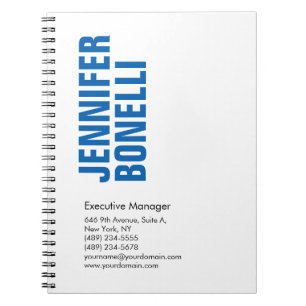 Caderno Espiral Minimalista moderno profissional ousado azul branc